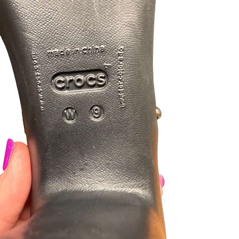 CROCS Cyprus Iv Women's 9 Black Strappy Slip On Strappy Chunky Heel Platform - Picture 13 of 13